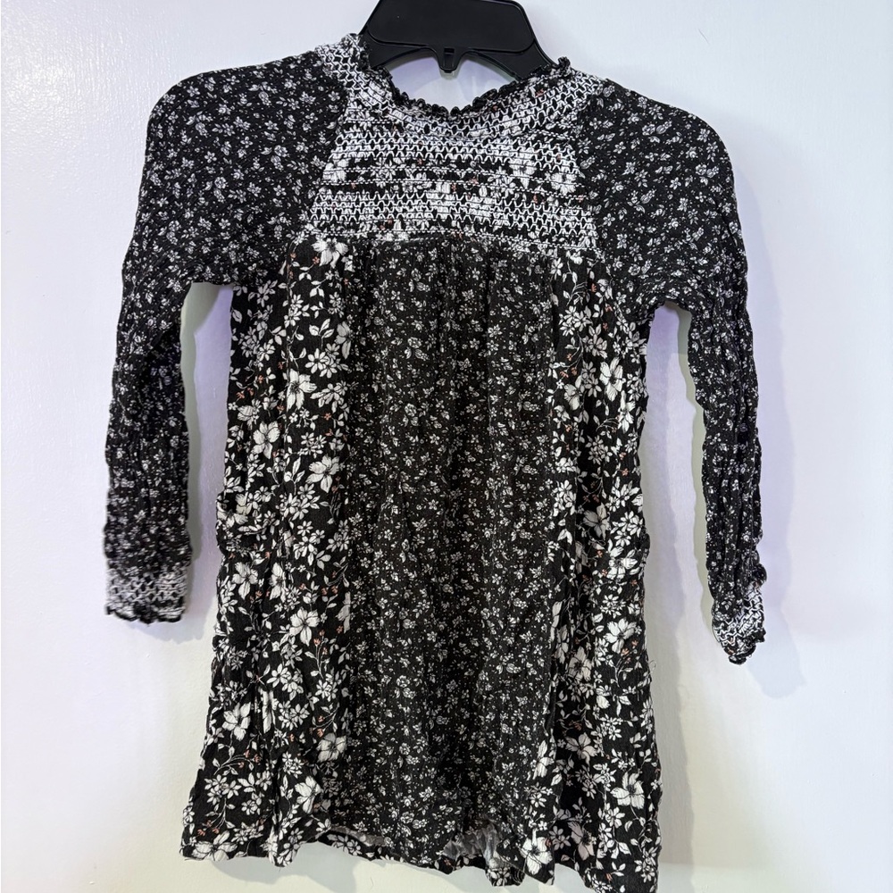 Floral Black and White Kids Dress
